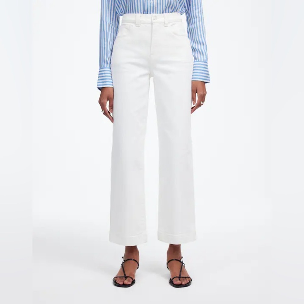 NWT Madewell Women’s Size 26 Perfect Vintage Wide-Leg Crop Jean Tile White - Picture 2 of 7